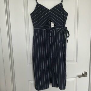 Express pin stripe cut out dress navy, size 10 with tags.